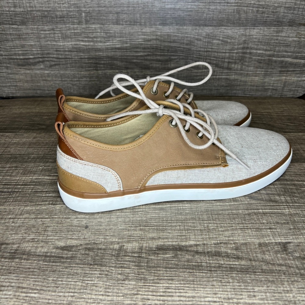 J Ferrar Mens Clutch Oxford Dress Shoes Size 8.5 Tan Canvas Leather Old Money - Picture 6 of 11
